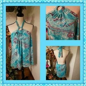 Lane Bryant Plus Size Turquoise Halter Blouse